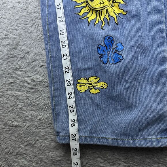 SHEIN 0XL Distressed‎ Patch Jeans Sun Flower Graphic Denim Pants Boho Y2K Style - Picture 7 of 11